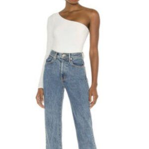 Show Me Your Mumu Brinkley Bodysuit Off White One Shoulder Size. S